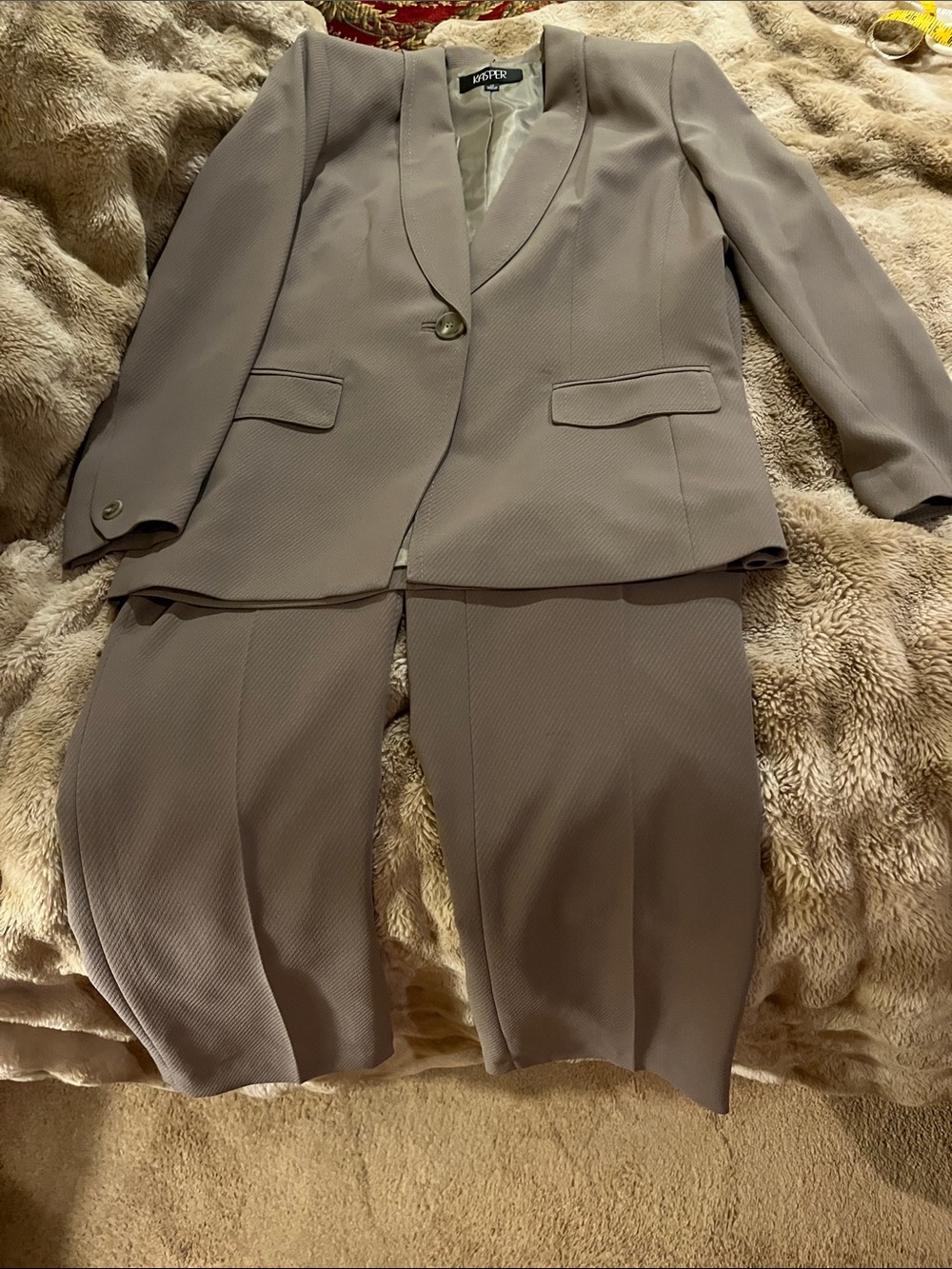 Kasper Taupe Women's Two-Piece Skirt Suit